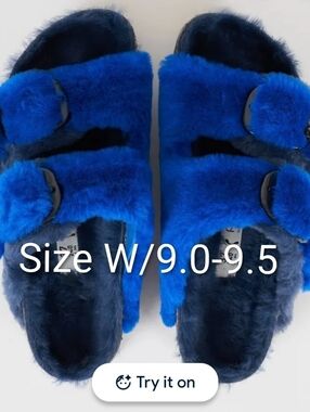 NWT Birkenstock Papillio Arizona Genuine Shearling Two Buckle Slide Sandals :)